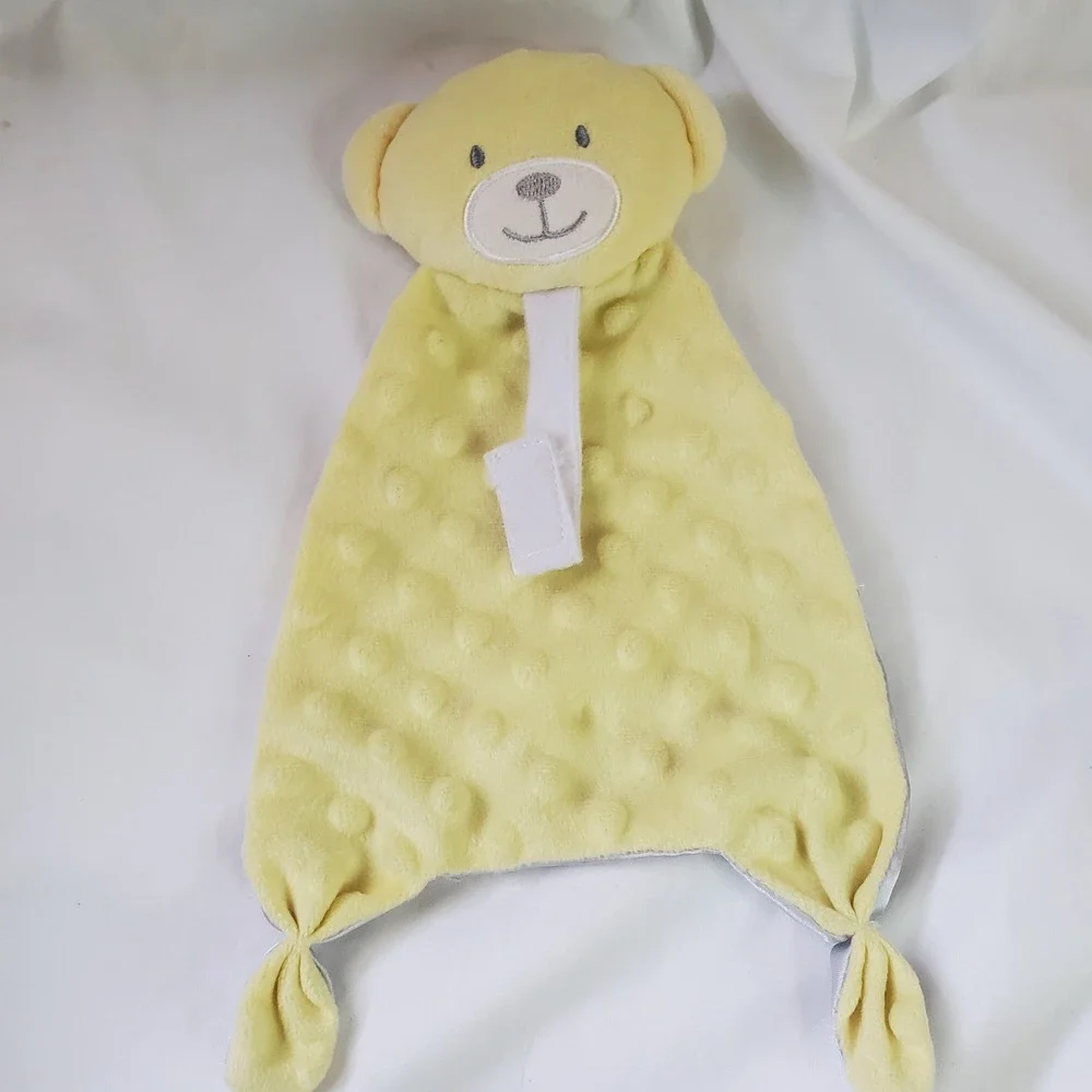 Swiggles‎ Yellow Bear Plush Minky Satin Lovey Pacifier Holder Security Blanket